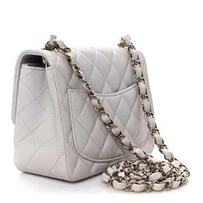 Chanel Lambskin Quilted Mini Square Flap Light Grey 3 of 12