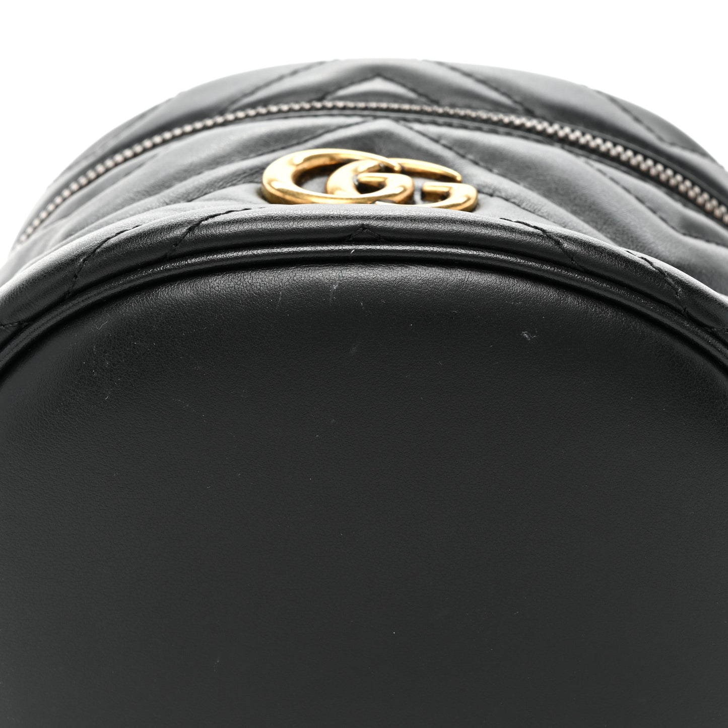 Calfskin Matelasse Mini GG Marmont Round Backpack Black
