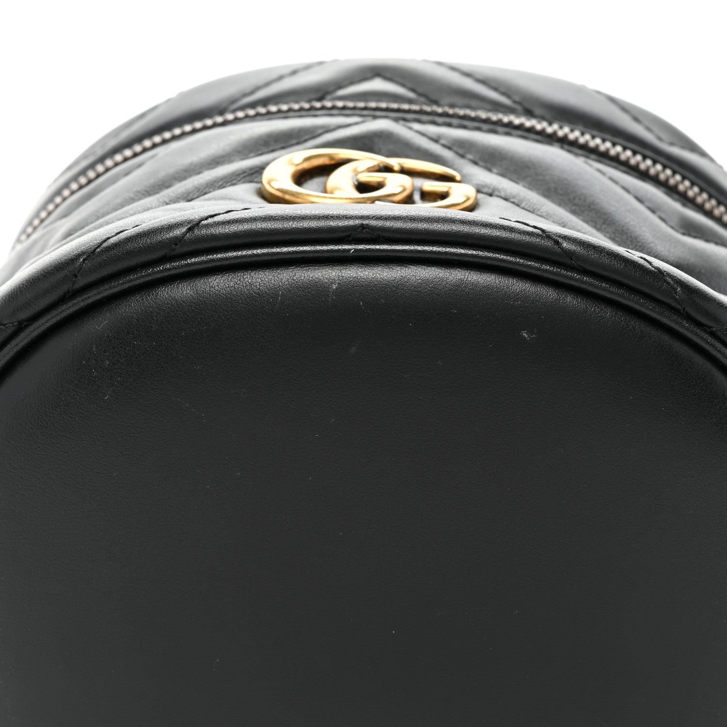 Gucci Calfskin Matelasse Mini GG Marmont Round Backpack Black 9 of 10