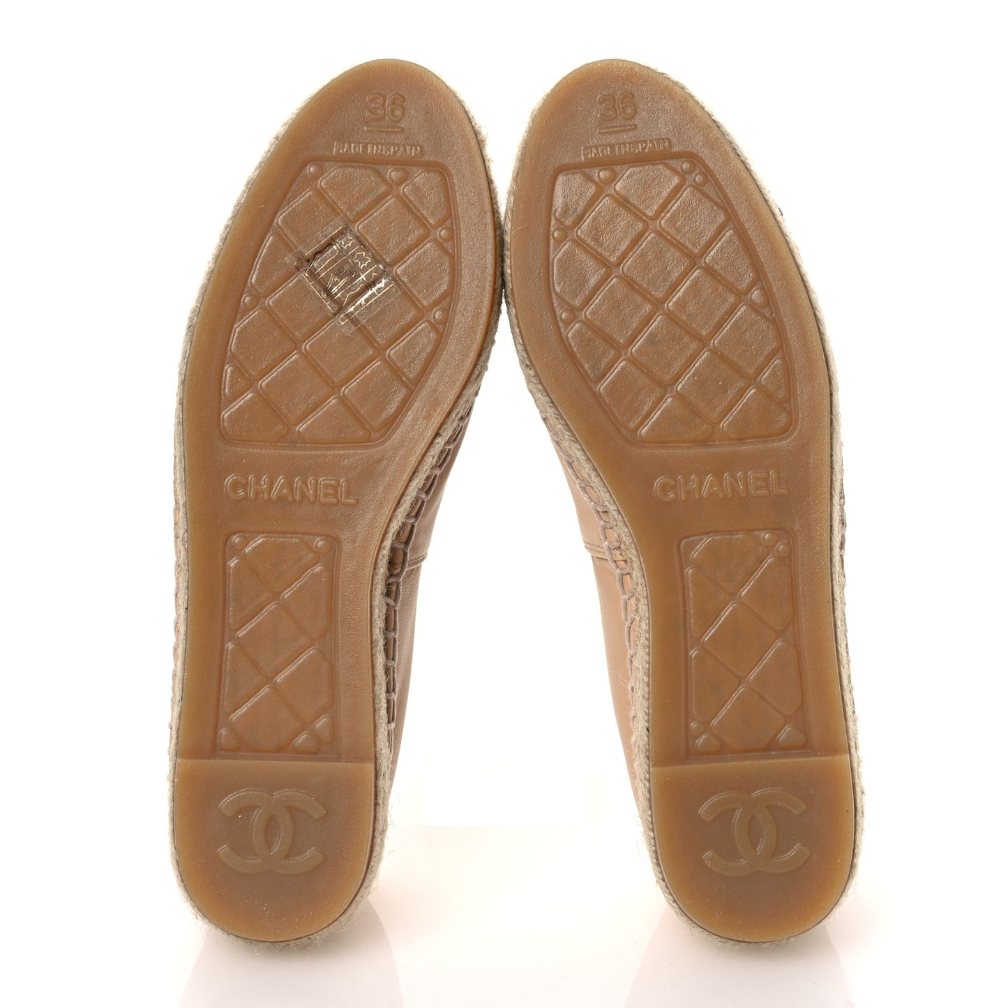 Lambskin CC Espadrilles 36 Beige Black