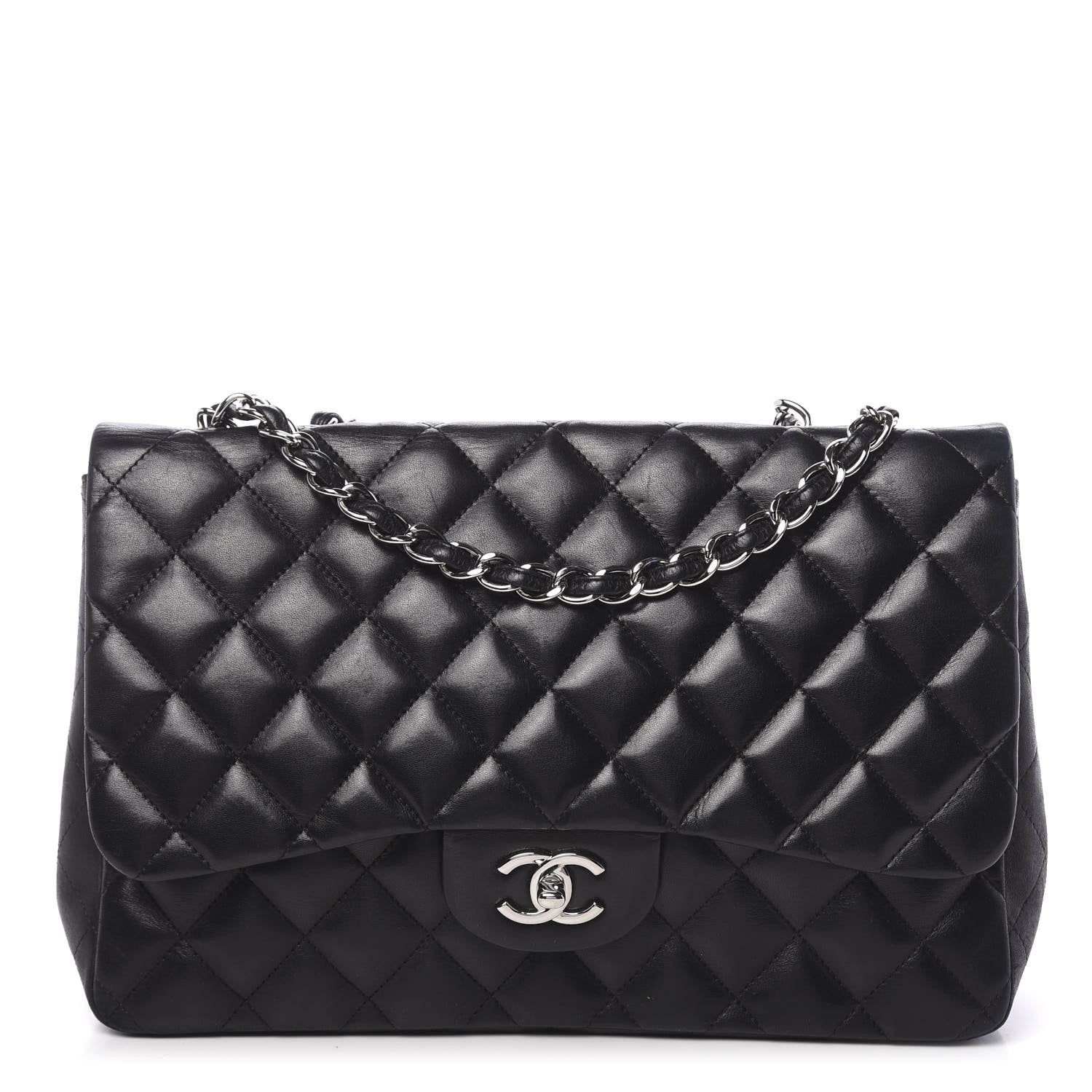 Chanel Lambskin Quilted Jumbo Single Flap Black 1 of 13