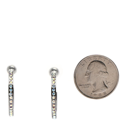 Chanel Crystal CC Hoop Earrings Silver 2 of 5