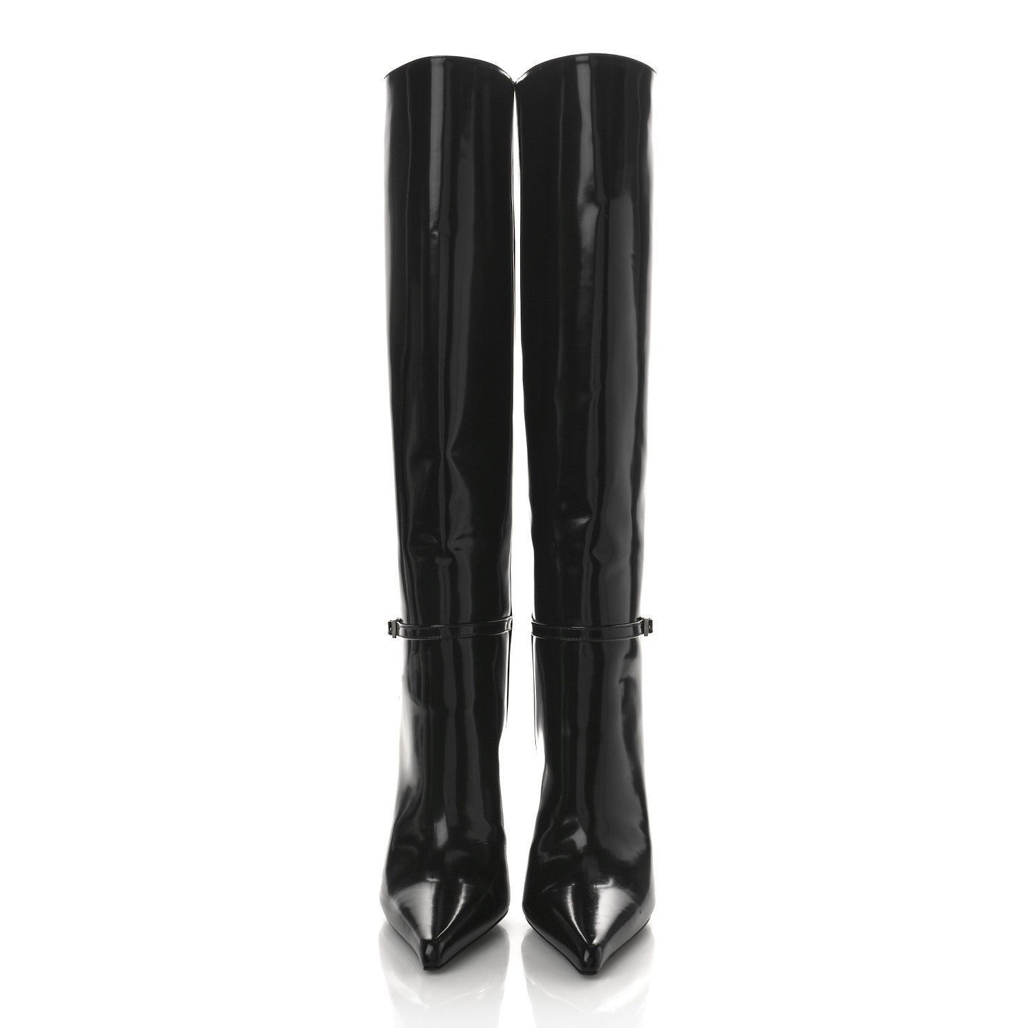 Saint Laurent Glazed Calfskin Vendome 110 Boots 36 Black 3 of 12