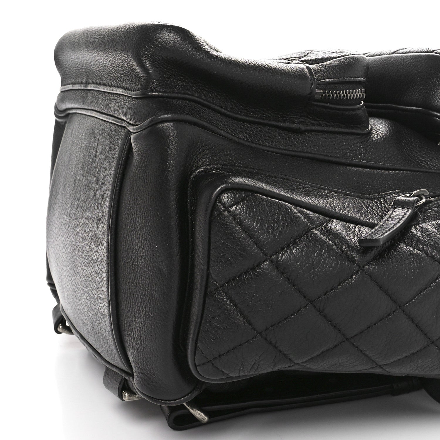 Chanel Grained Calfskin Quilted Large Casual Rock Backpack Black 10 of 12