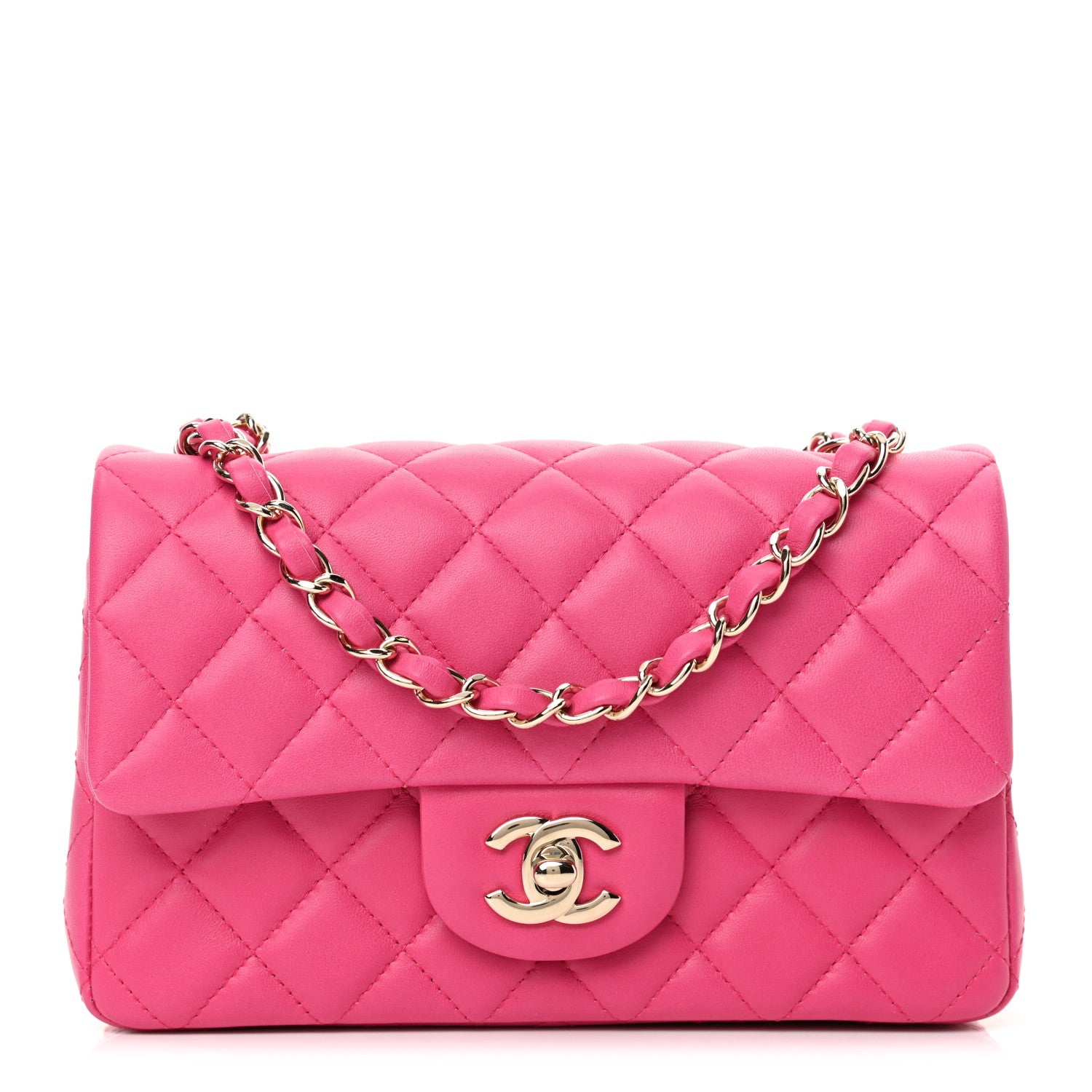 Chanel Lambskin Quilted Mini Rectangular Flap Fuchsia 2 of 20