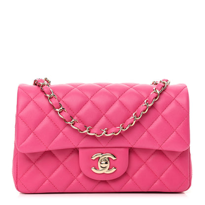 Chanel Lambskin Quilted Mini Rectangular Flap Fuchsia 2 of 20