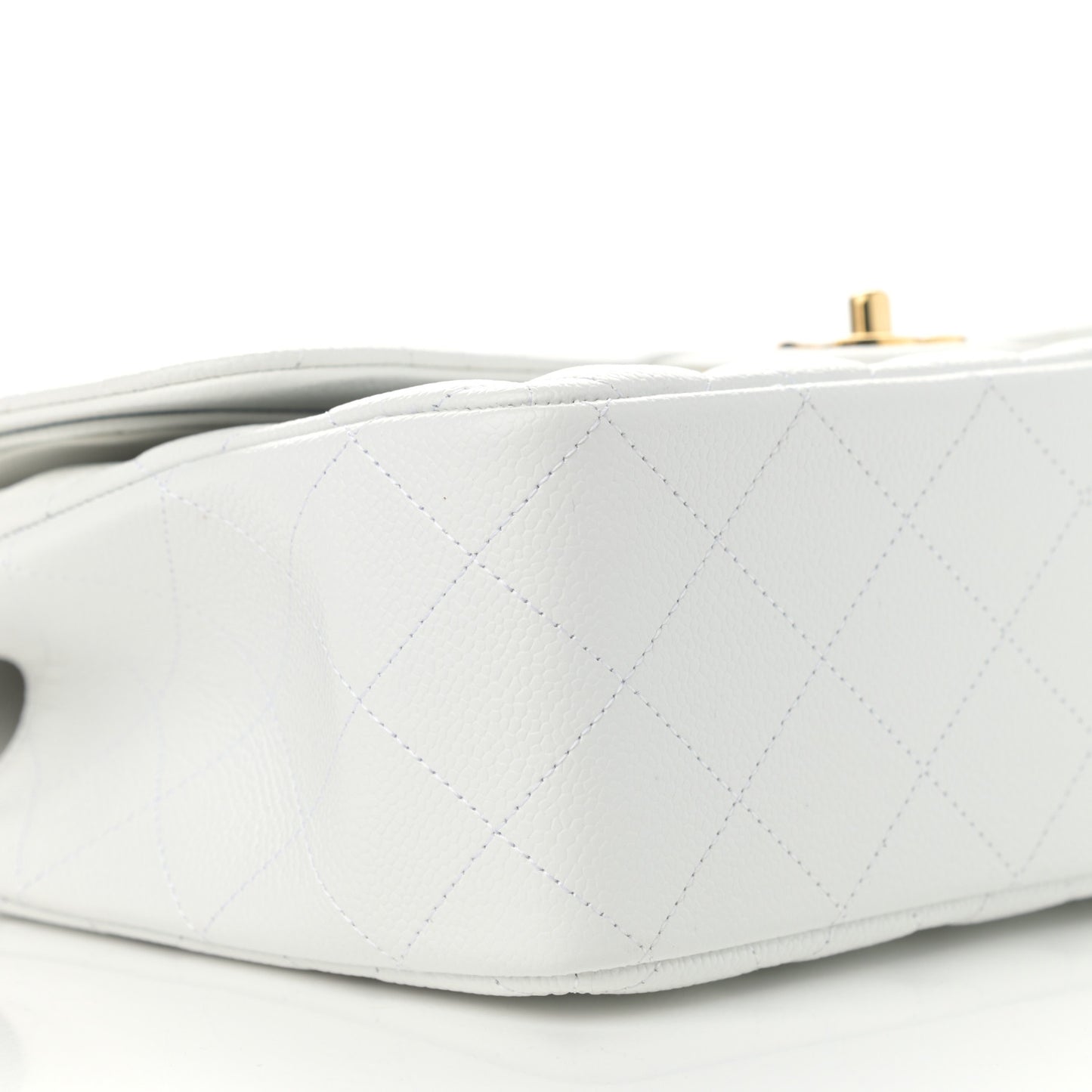 Caviar Quilted Jumbo Double Flap White