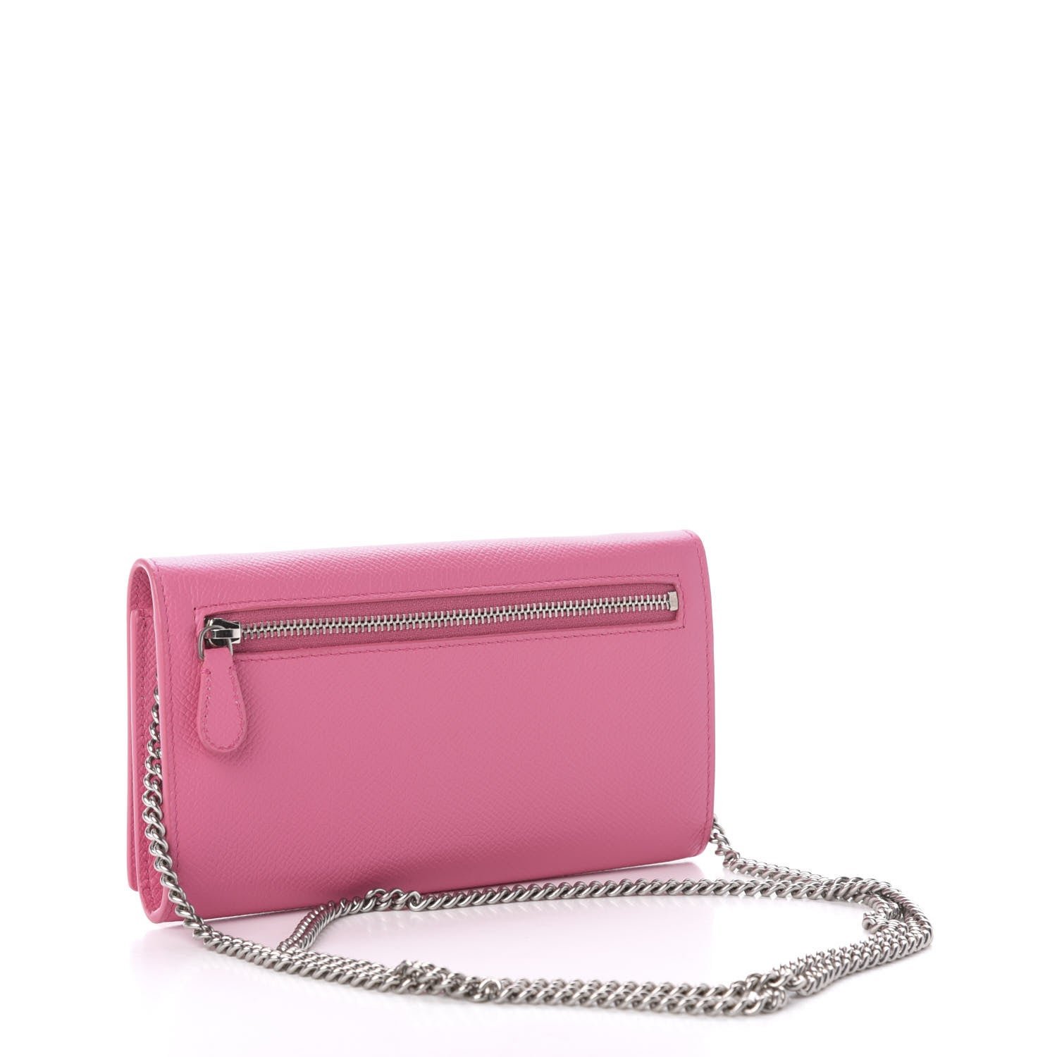 Balenciaga Signature Grained Calfskin Logo Ville Wallet on Chain Bubble Gum Black 3 of 10