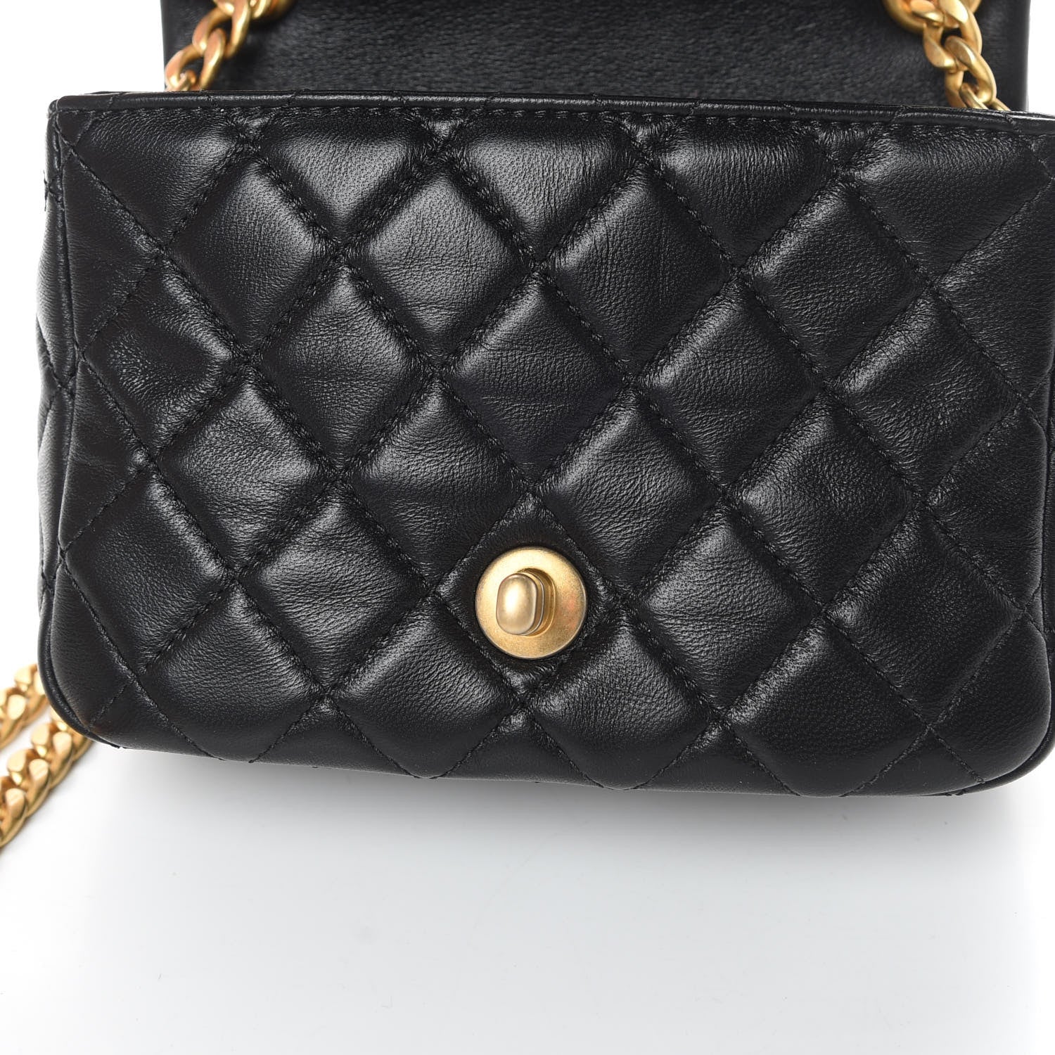 Chanel Lambskin Resin Quilted Mini Pearl Samba Square Flap Black 13 of 14