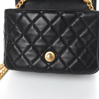Chanel Lambskin Resin Quilted Mini Pearl Samba Square Flap Black 13 of 14