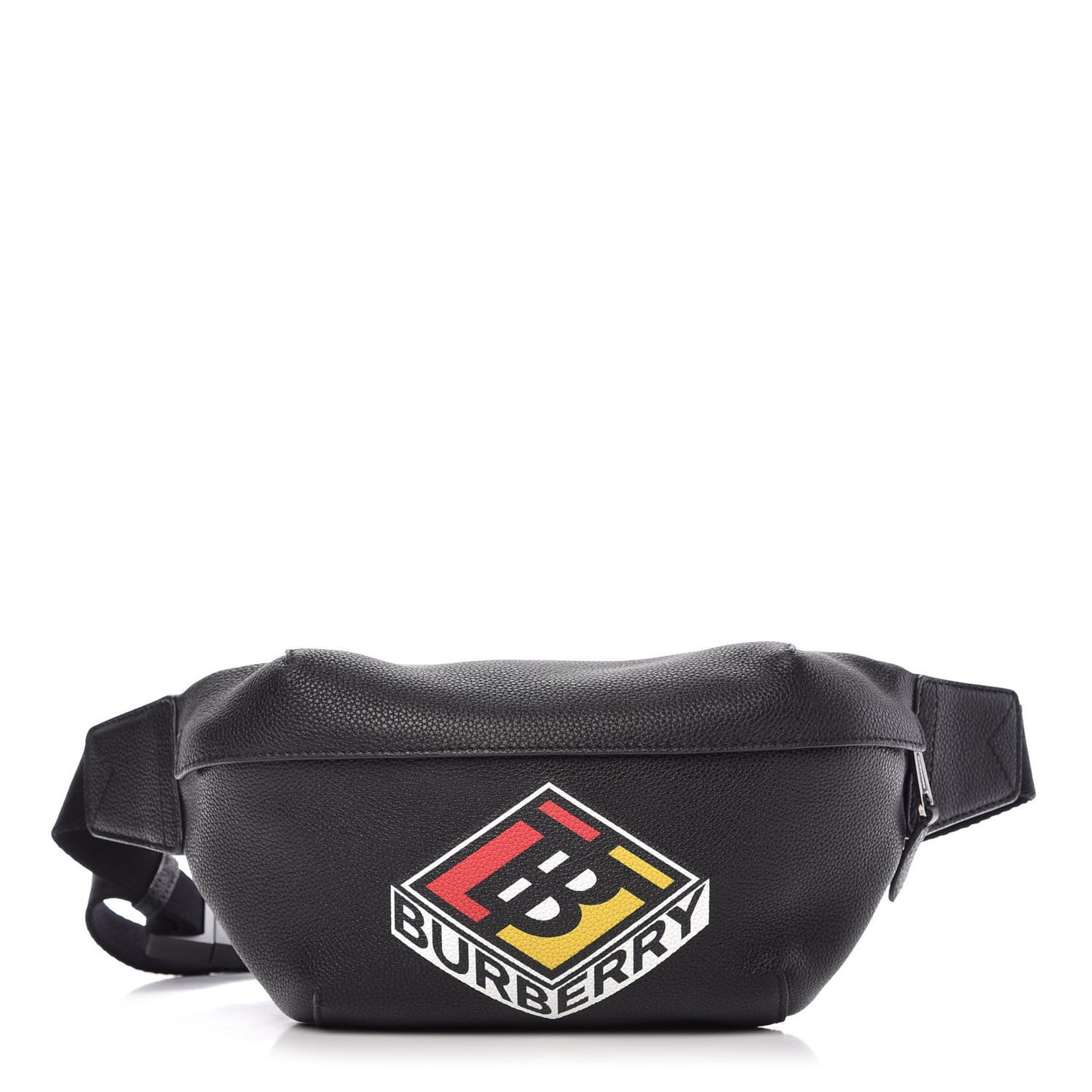 Grainy Calfskin Logo Graphic Sonny Bum Bag Black