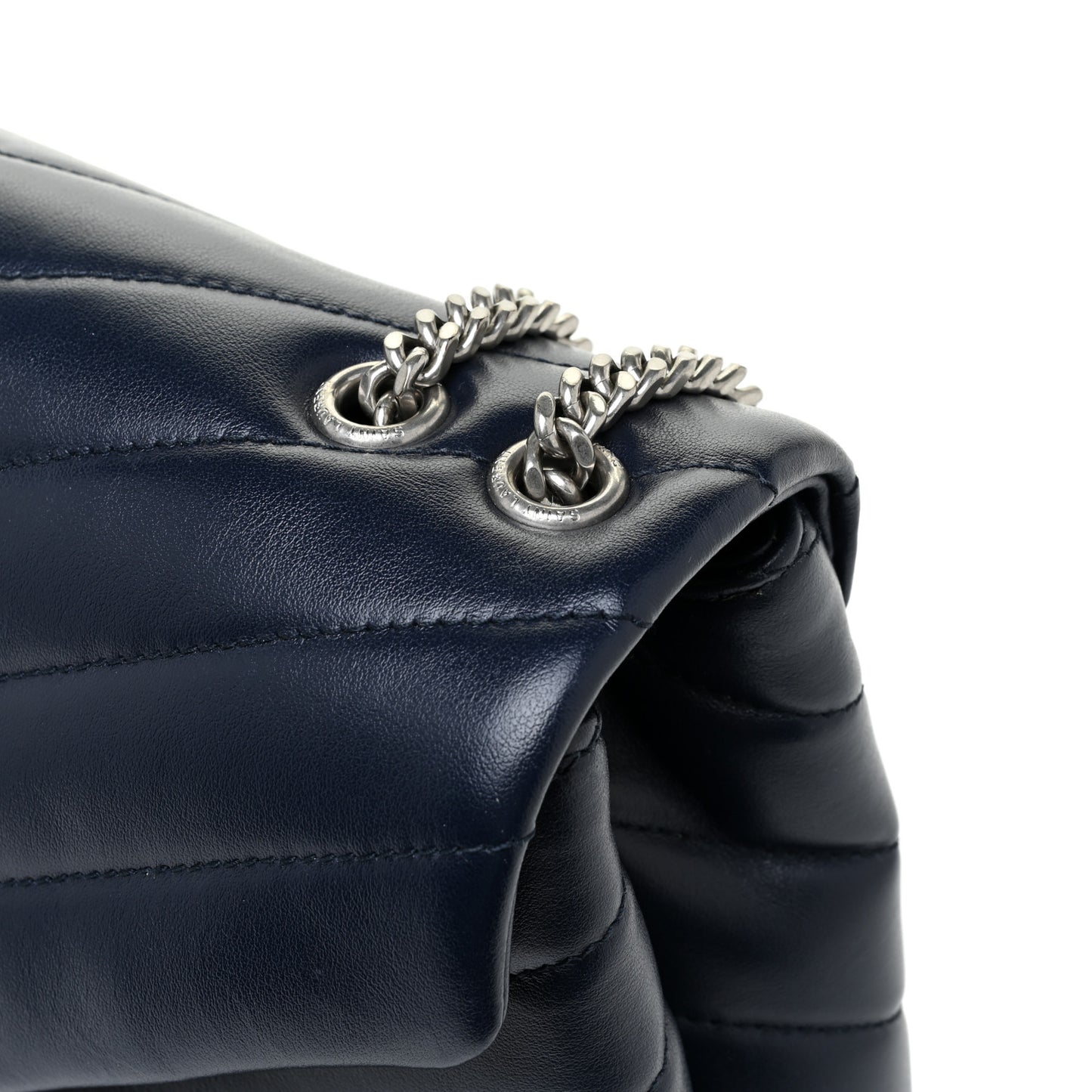 Calfskin Y Quilted Monogram Small Loulou Chain Satchel Deep Marine