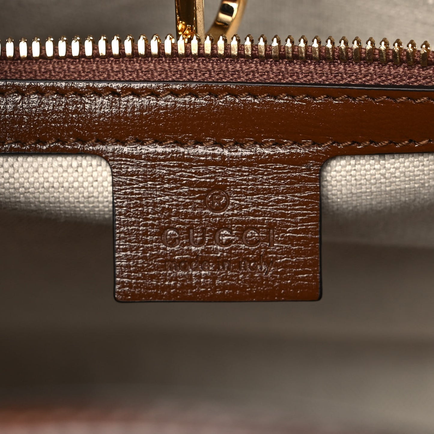GG Supreme Monogram Azalea Calfskin Small Retro Interlocking G Tote Bag Beige Ebony Brown Sugar