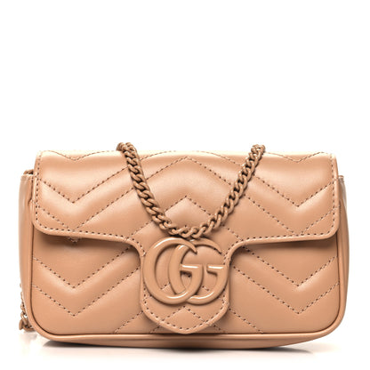 Gucci Calfskin Matelasse Monochrome Super Mini GG Marmont Shoulder Bag Camelia 1 of 11