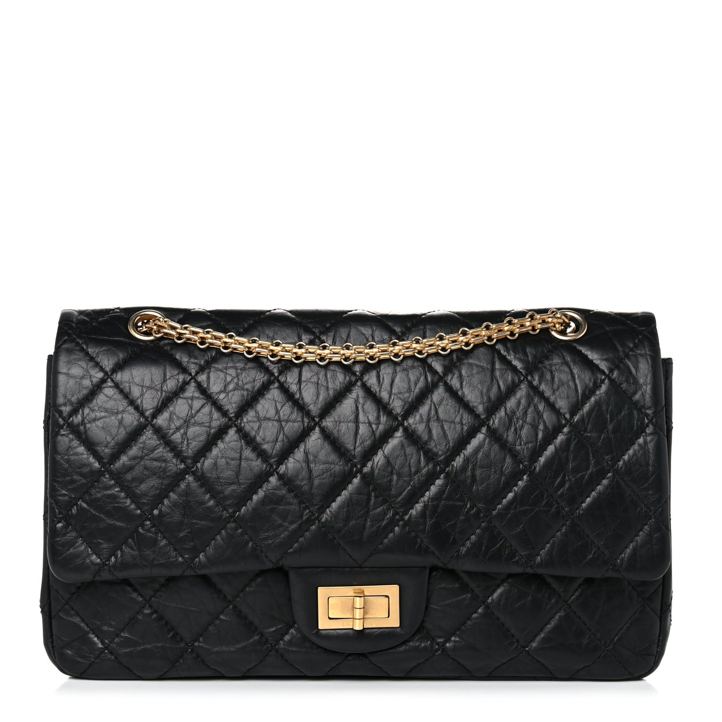 Aged Calfskin Quilted 2.55 Reissue 227 Flap Black