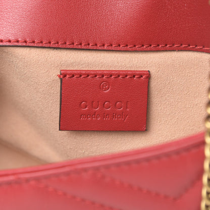 Gucci Calfskin Matelasse Super Mini GG Marmont Shoulder Bag Hibiscus Red 6 of 15