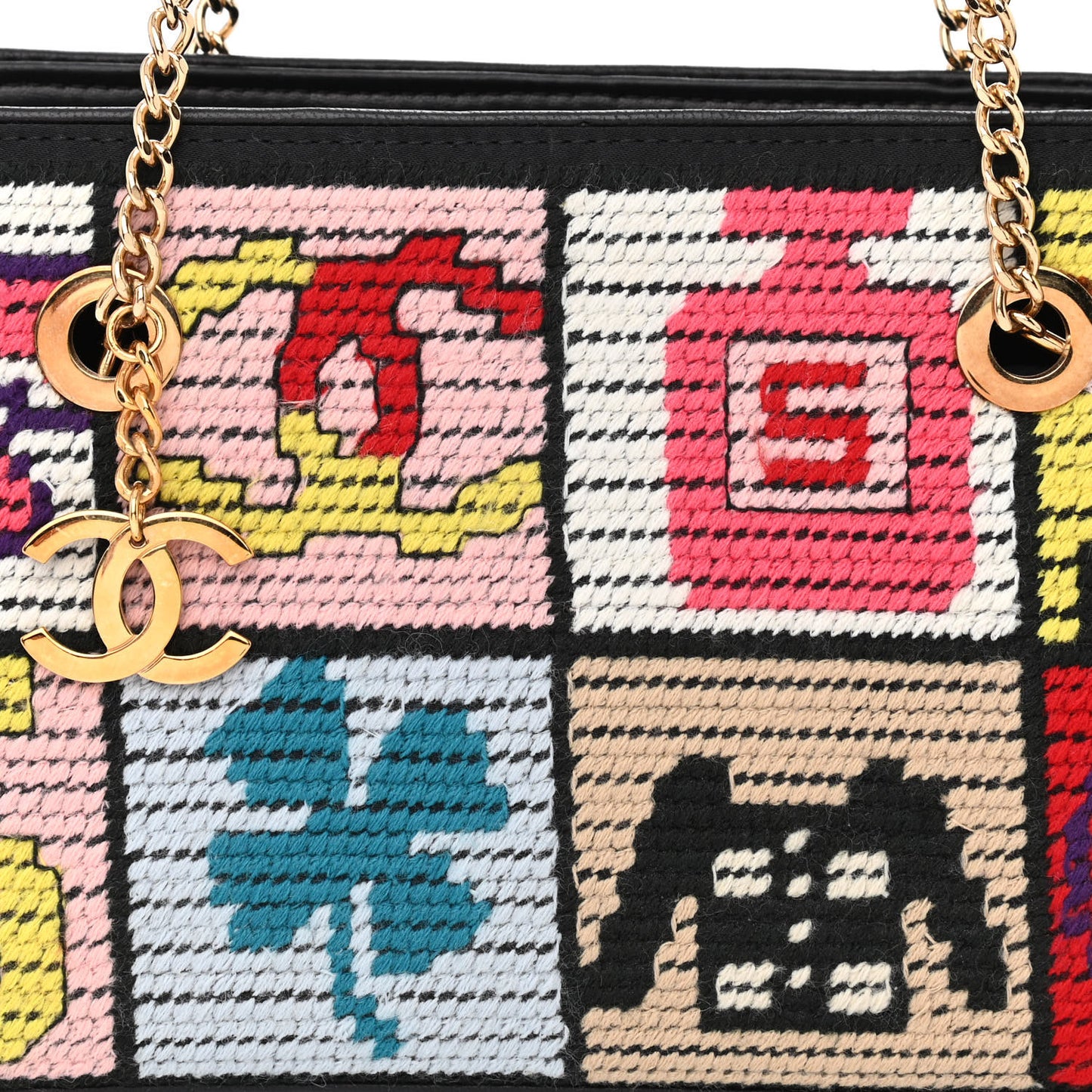 Crochet Precious Symbols Needle Point Shoulder Bag Multicolor