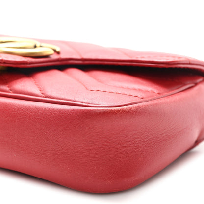 Gucci Calfskin Matelasse Super Mini GG Marmont Shoulder Bag Hibiscus Red 10 of 11