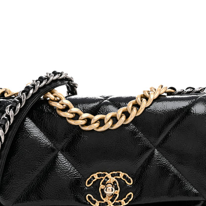 Chanel Shiny Crumpled Calfskin Quilted Medium Chanel 19 Flap Black 15 of 19