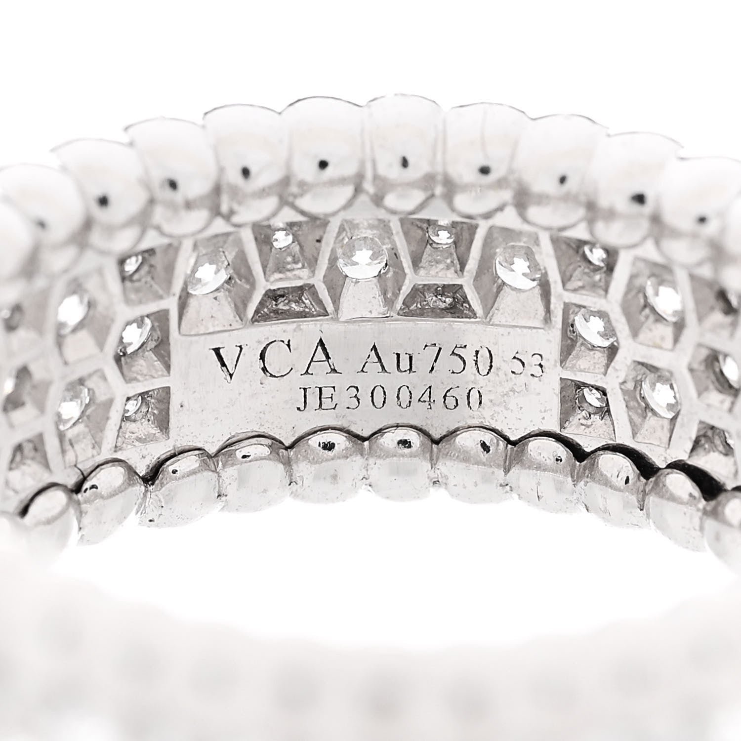 Van Cleef & Arpels 18K White Gold Diamond Perlee 3-Row Ring 53 6.5 4 of 5