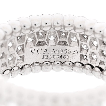 Van Cleef & Arpels 18K White Gold Diamond Perlee 3-Row Ring 53 6.5 4 of 5