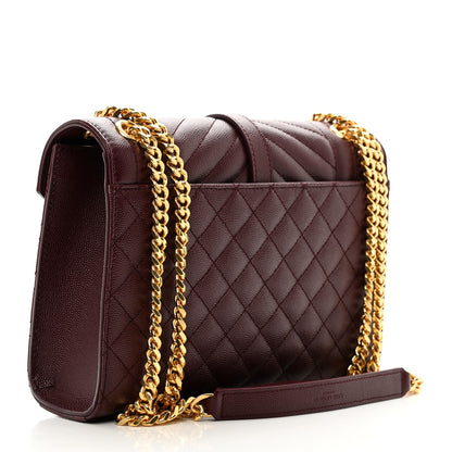 Saint Laurent Grain De Poudre Textured Mixed Matelasse Medium Triquilt Monogram Satchel Rouge Legion 3 of 10