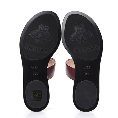 Gucci Calfskin GG Marmont Thong Sandals 35.5 Vintage Bordeaux 9 of 10