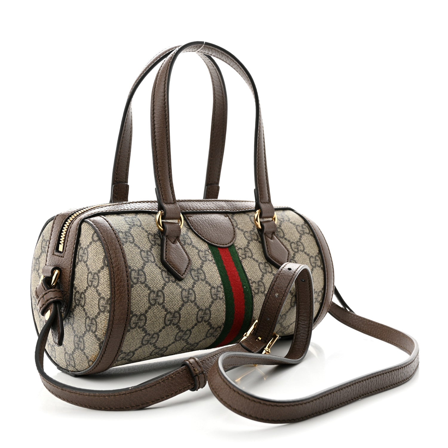 Gucci GG Supreme Monogram Web Small Ophidia Boston Bag Beige New Acero 3 of 13