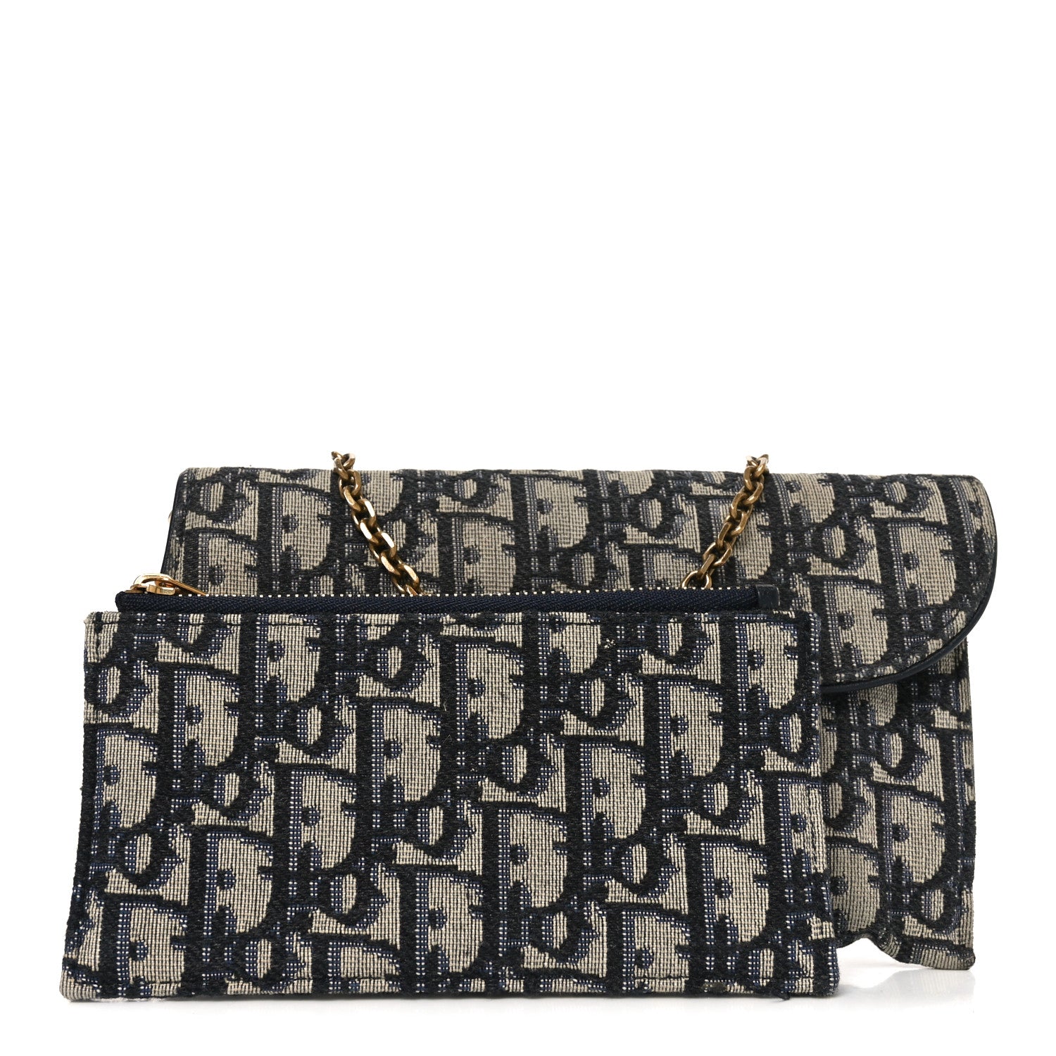 Christian Dior Oblique Small Saddle Chain Pouch Blue 1841830