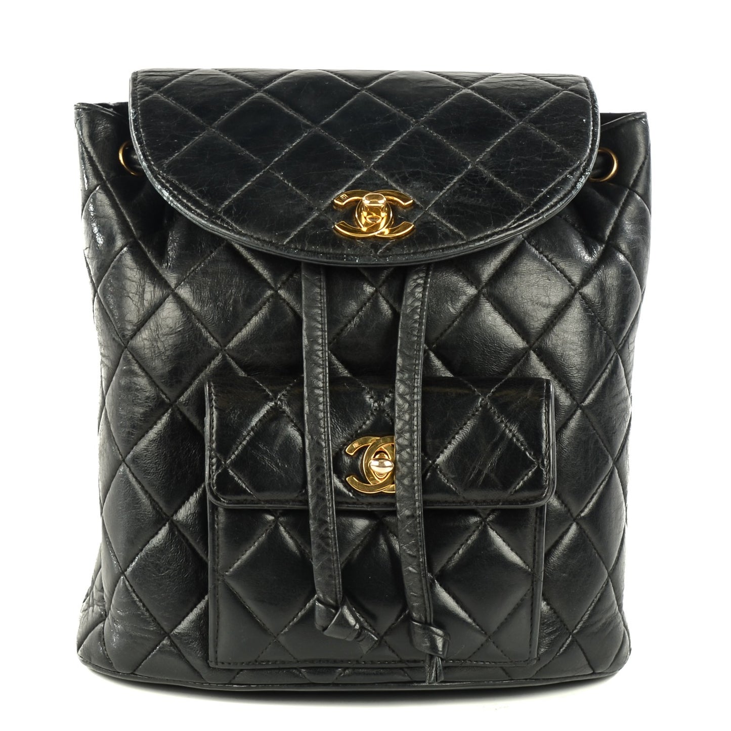 Lambskin Quilted Backpack Black
