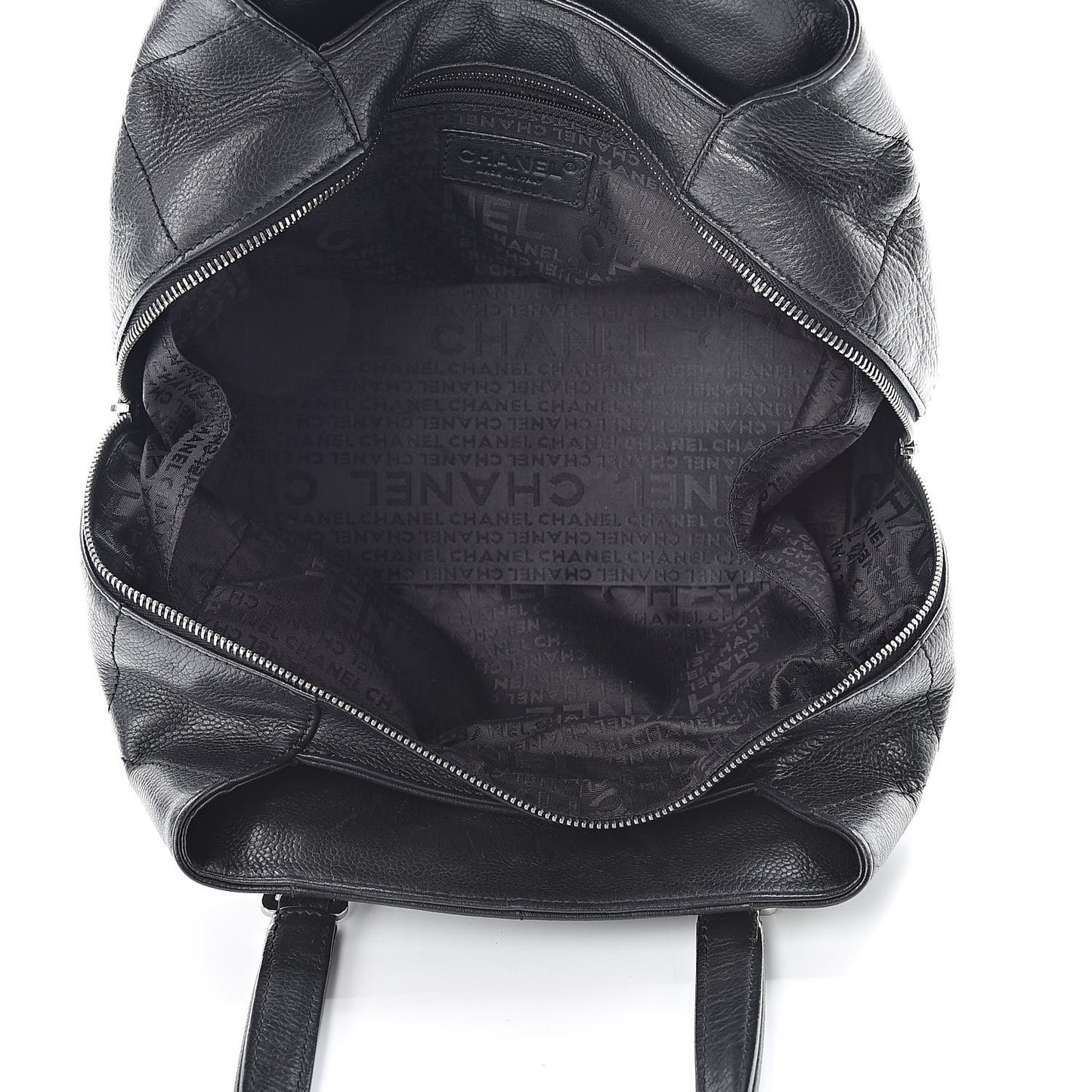 Caviar Square Stitched Medium Tote Black