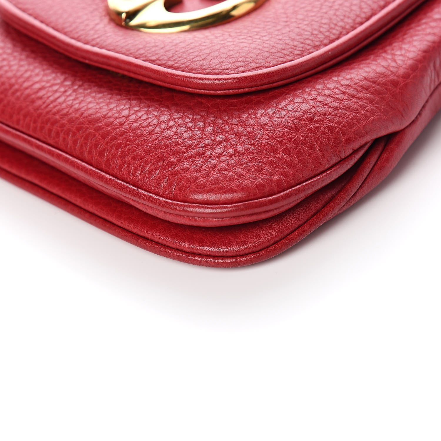 Gucci Pebbled Calfskin Small 1973 Chain Shoulder Bag Red 10 of 11