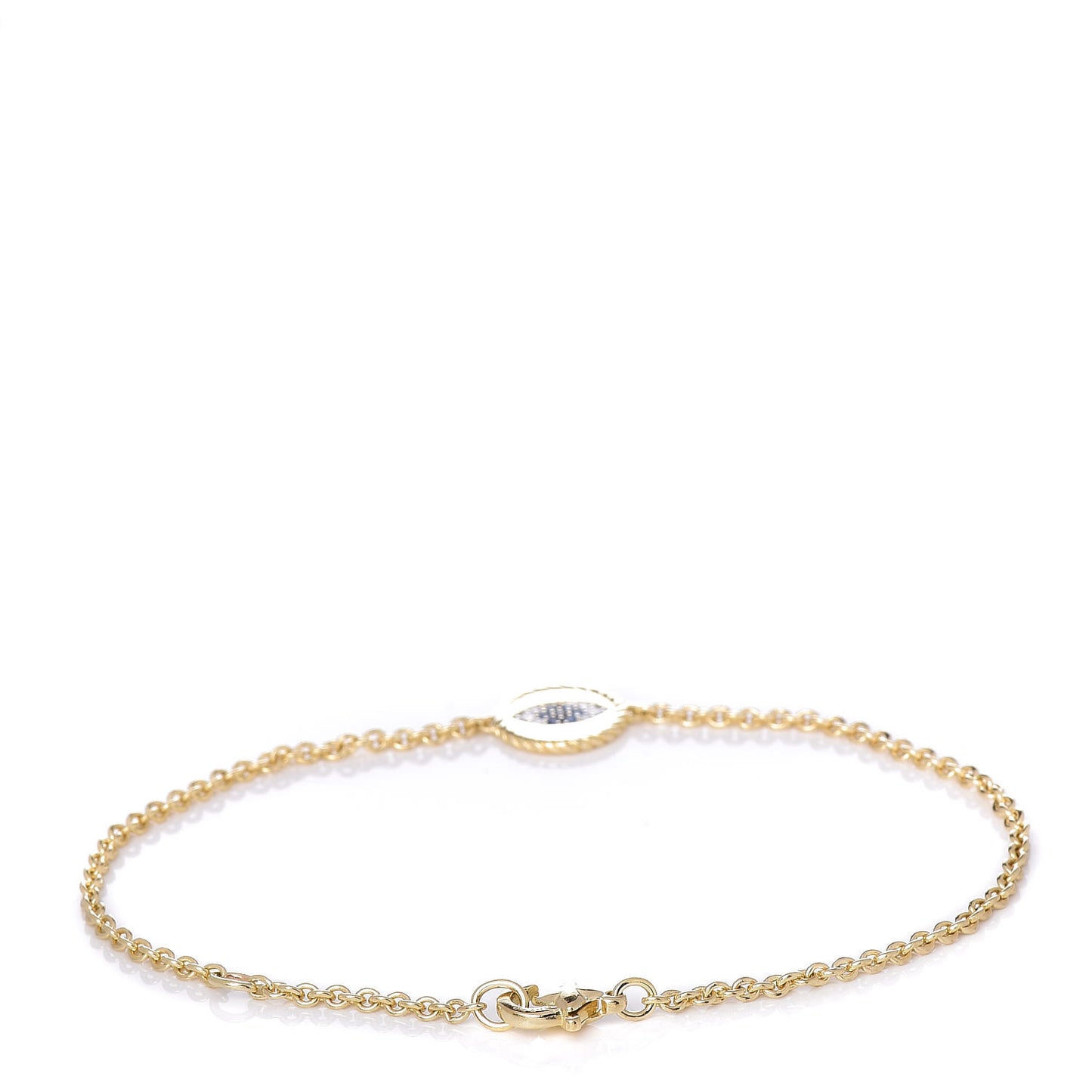 18K Yellow Gold Diamond Blue Sapphire Cable Collectibles Evil Eye Bracelet
