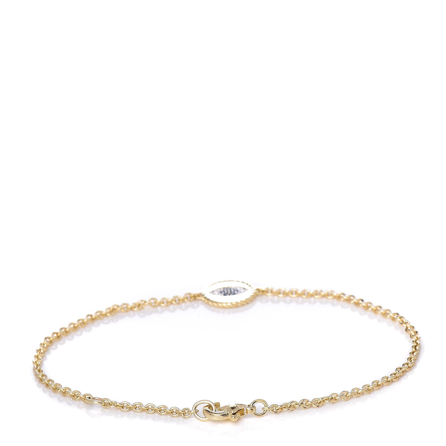 David Yurman 18K Yellow Gold Diamond Blue Sapphire Cable Collectibles Evil Eye Bracelet 3 of 5