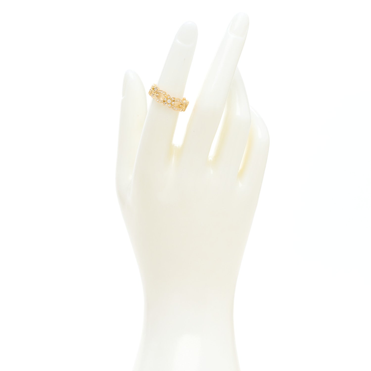 Gucci 18K Yellow Gold Diamond Flora Ring 50 5.5 2 of 5