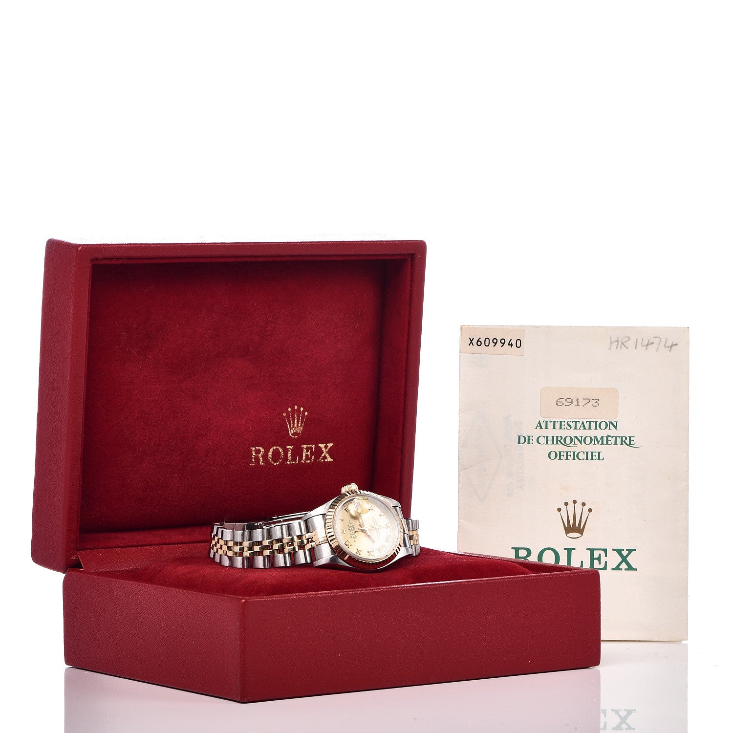 Rolex Stainless Steel 18K Yellow Gold 26mm Oyster Perpetual Datejust Watch Champagne Roman 69173 8 of 8