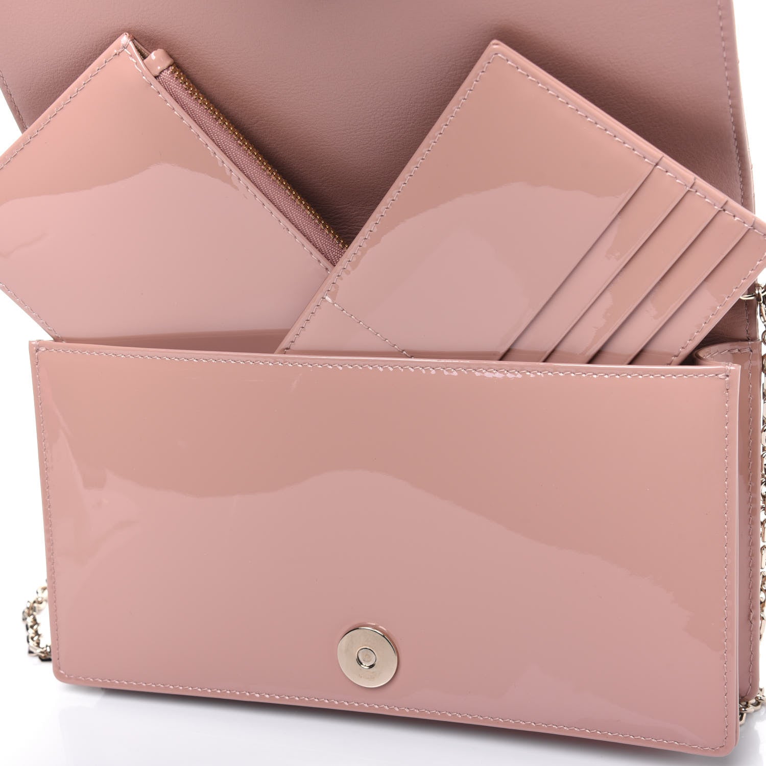 Christian Dior Patent Cannage Lady Dior Convertible Clutch Rose Des Vents 10 of 14