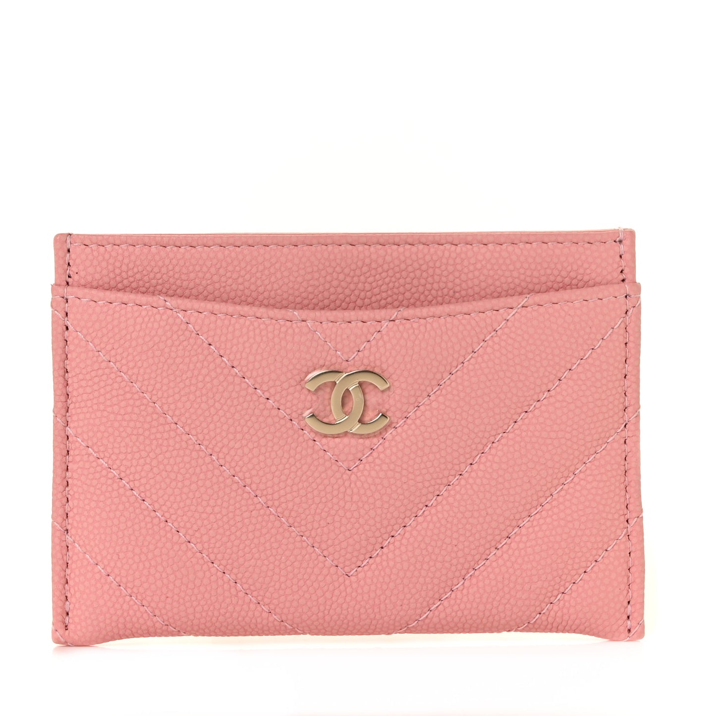 Caviar Chevron Quilted Card Holder Pink