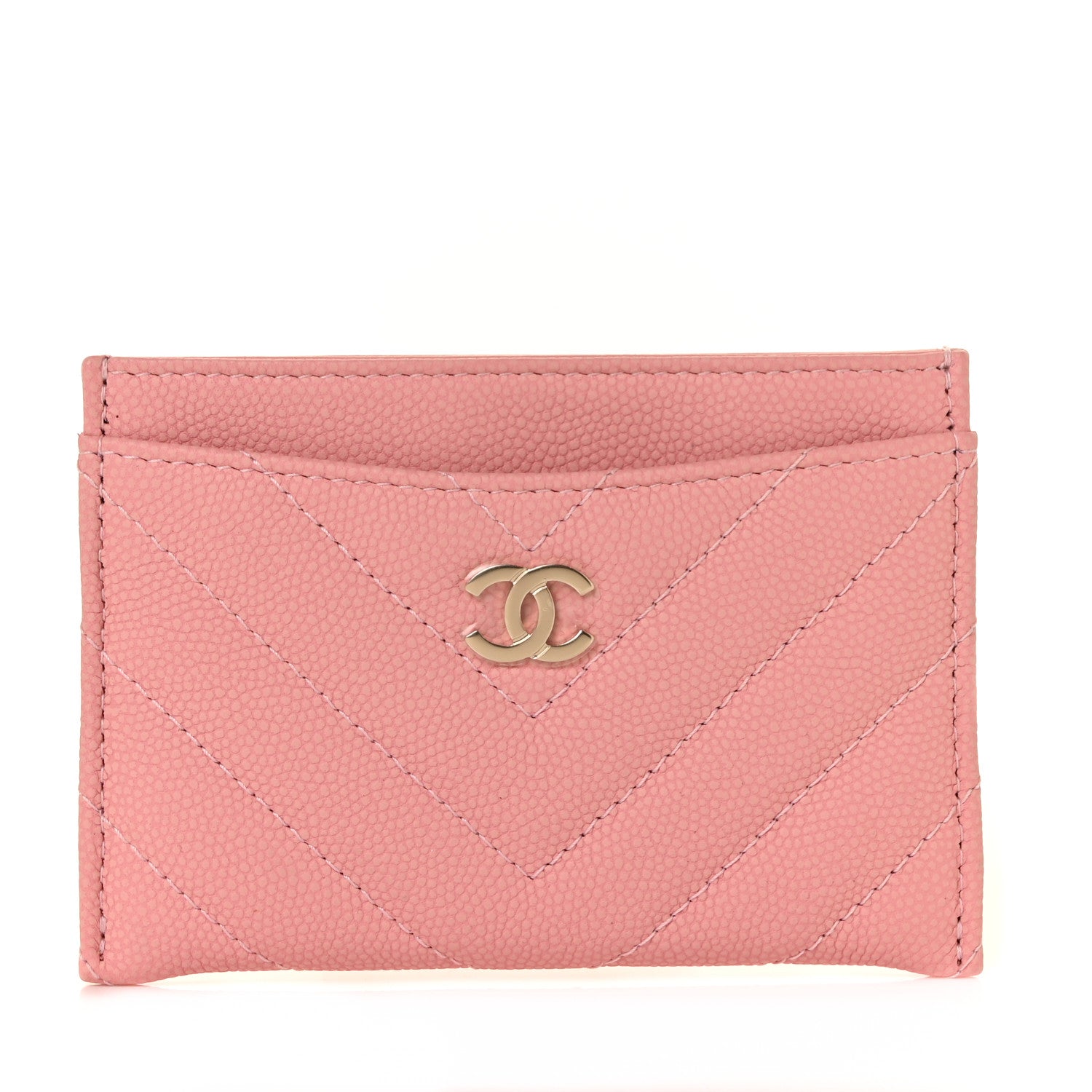 Chanel Caviar Chevron Quilted Card Holder Pink 1 of 11