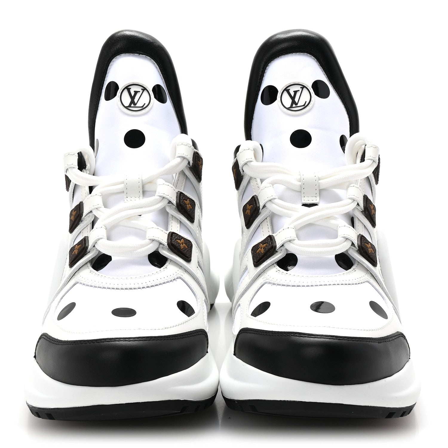 Louis Vuitton Calfskin Satin Printed Polka Dot Monogram LV Archlight Sneakers 40 Black White 3 of 10