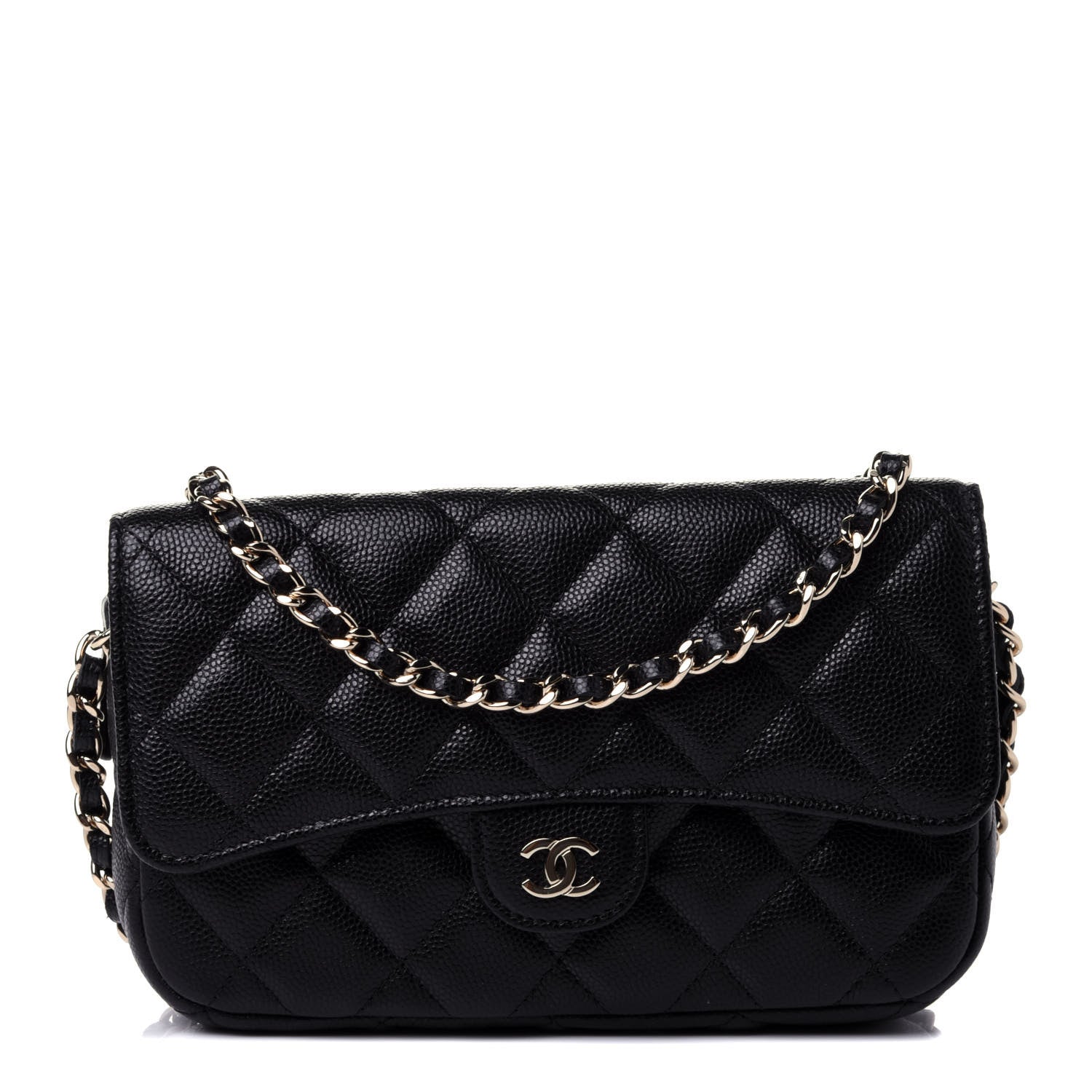 Chanel Caviar Quilted Flap Phone Holder With Chain Black 1 of 4