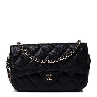 Chanel Caviar Quilted Flap Phone Holder With Chain Black 1 of 4