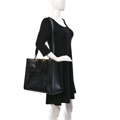 Fendi Vitello King Plexiglass Medium Fendi Sunshine Shopper Tote Black 2 of 8