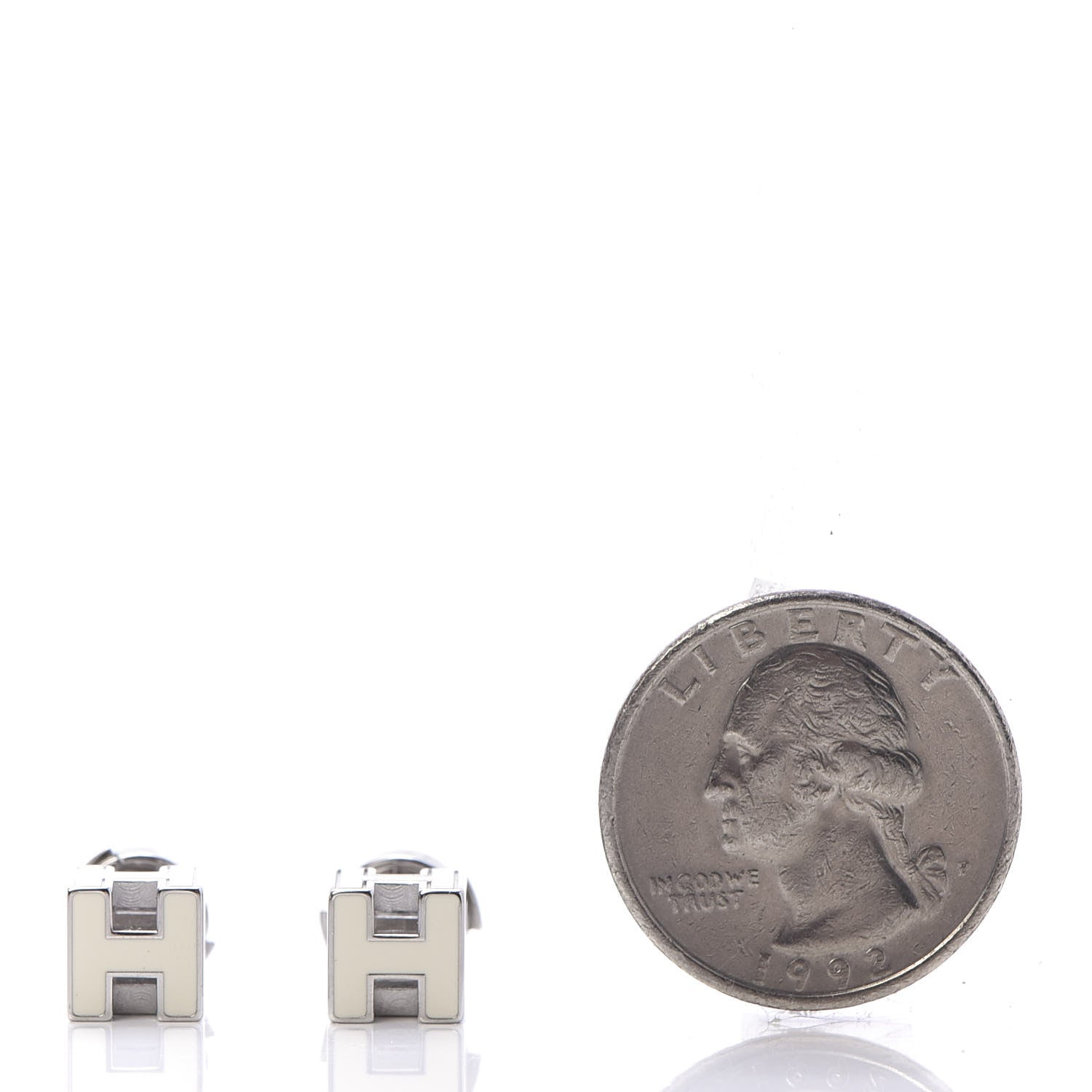 Hermes Palladium Lacquered Cage d'H Earrings Ecru 2 of 6