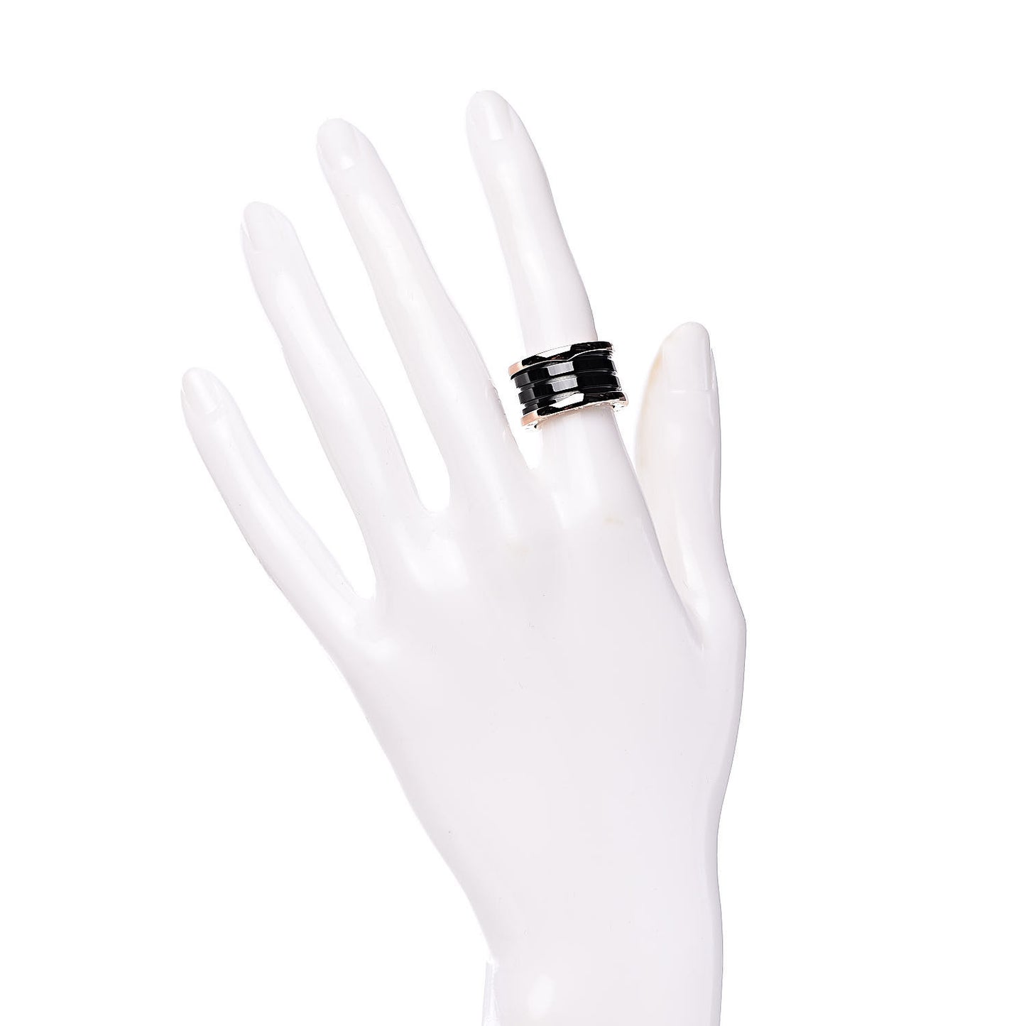 18K Rose Gold Black Ceramic B.Zero1 Four-Band Ring 49 4.75