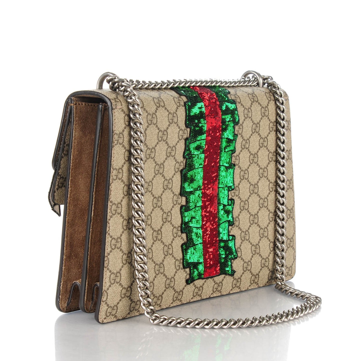 GG Supreme Monogram Lightning Embroidered Medium Dionysus Shoulder Bag Beige