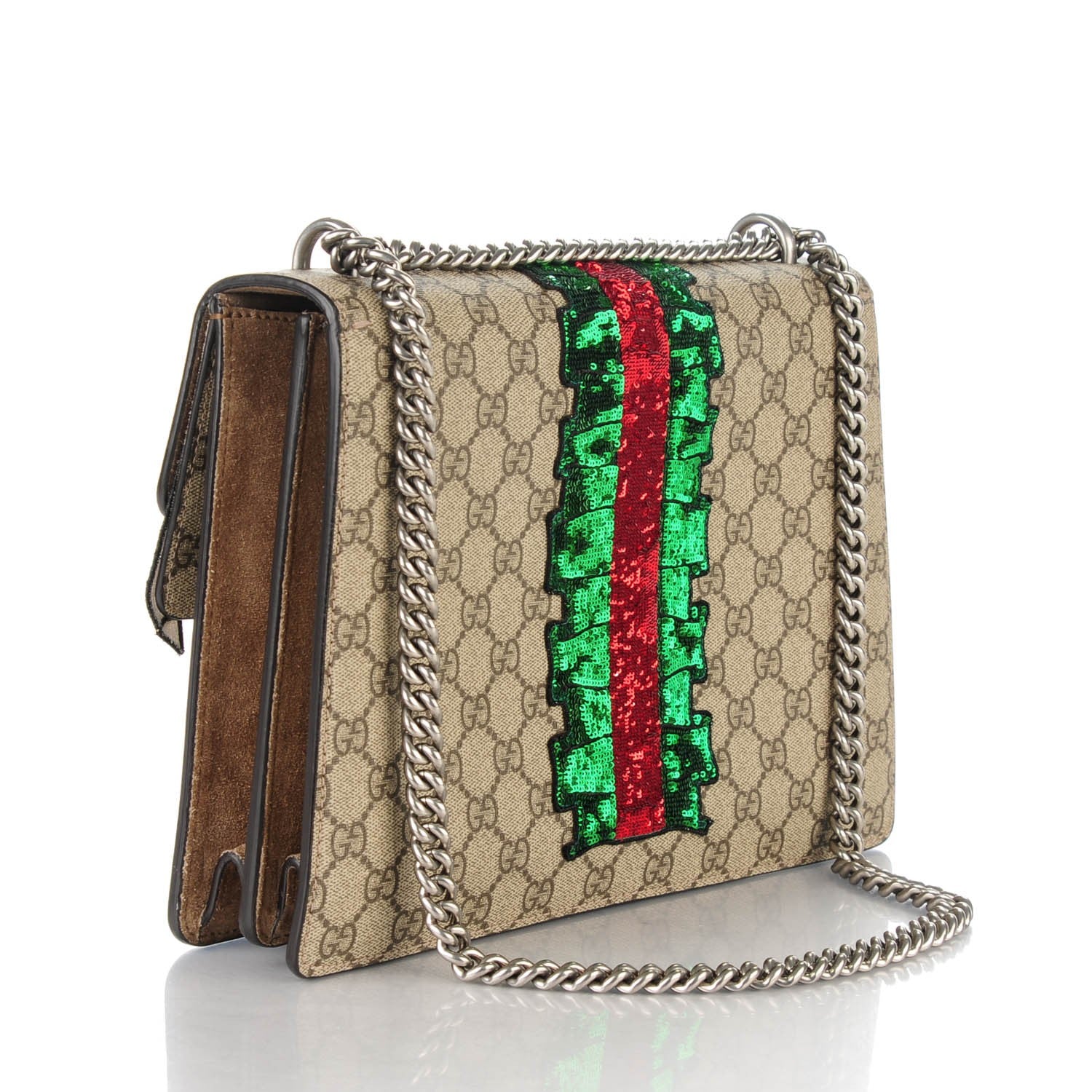 Gucci GG Supreme Monogram Lightning Embroidered Medium Dionysus Shoulder Bag Beige 3 of 11