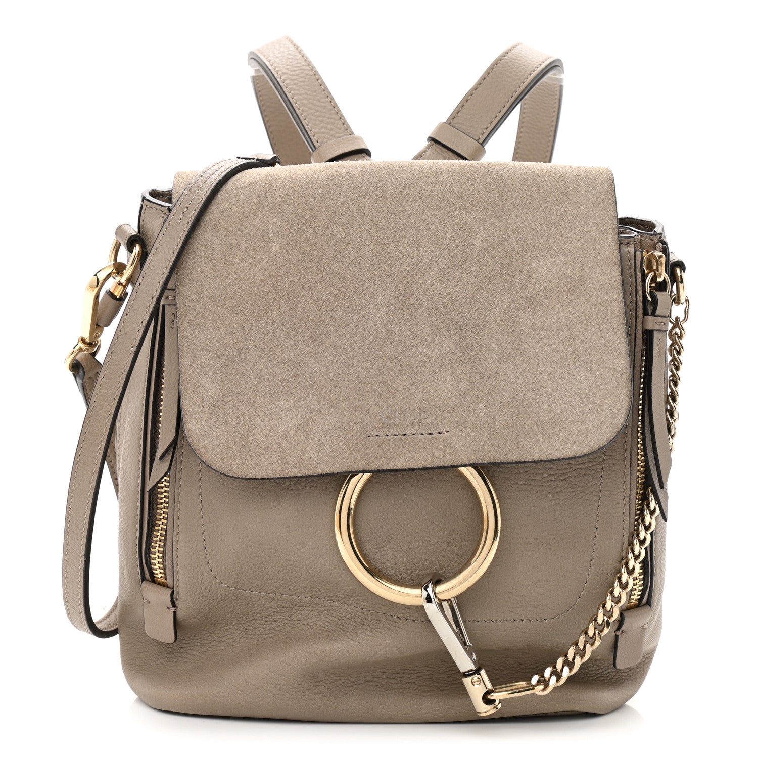 Chloe Suede Calfskin Small Faye Backpack Motty Grey 1 of 10