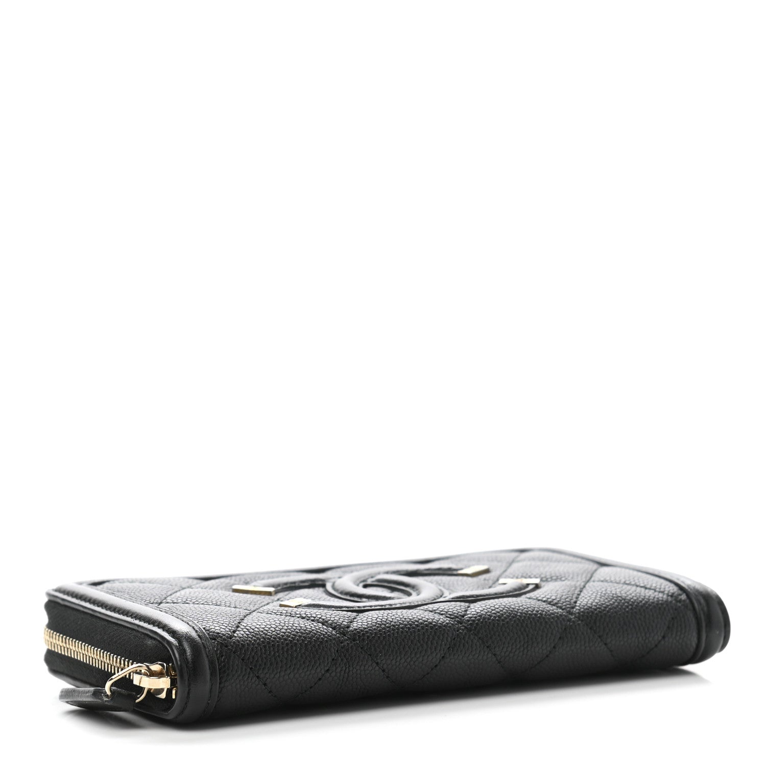 Chanel Caviar Quilted Medium Filigree Zip Around Wallet Black 4 of 9