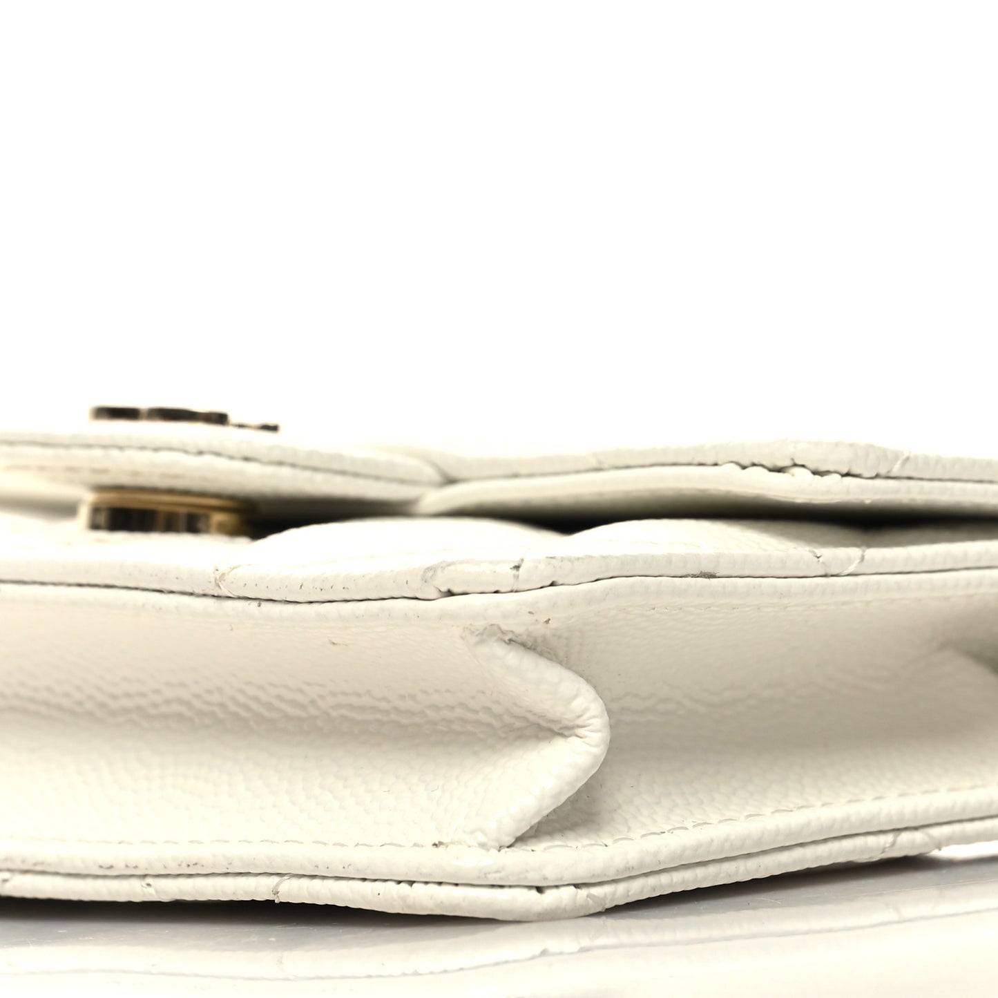 Caviar Quilted Mini Chain Bag White